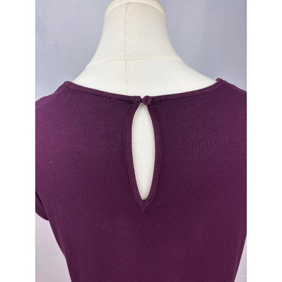 Daniel Rainn Womens Petite Medium Plum Top With Keyhole Back & Pleated Front Des - Picture 4 of 6